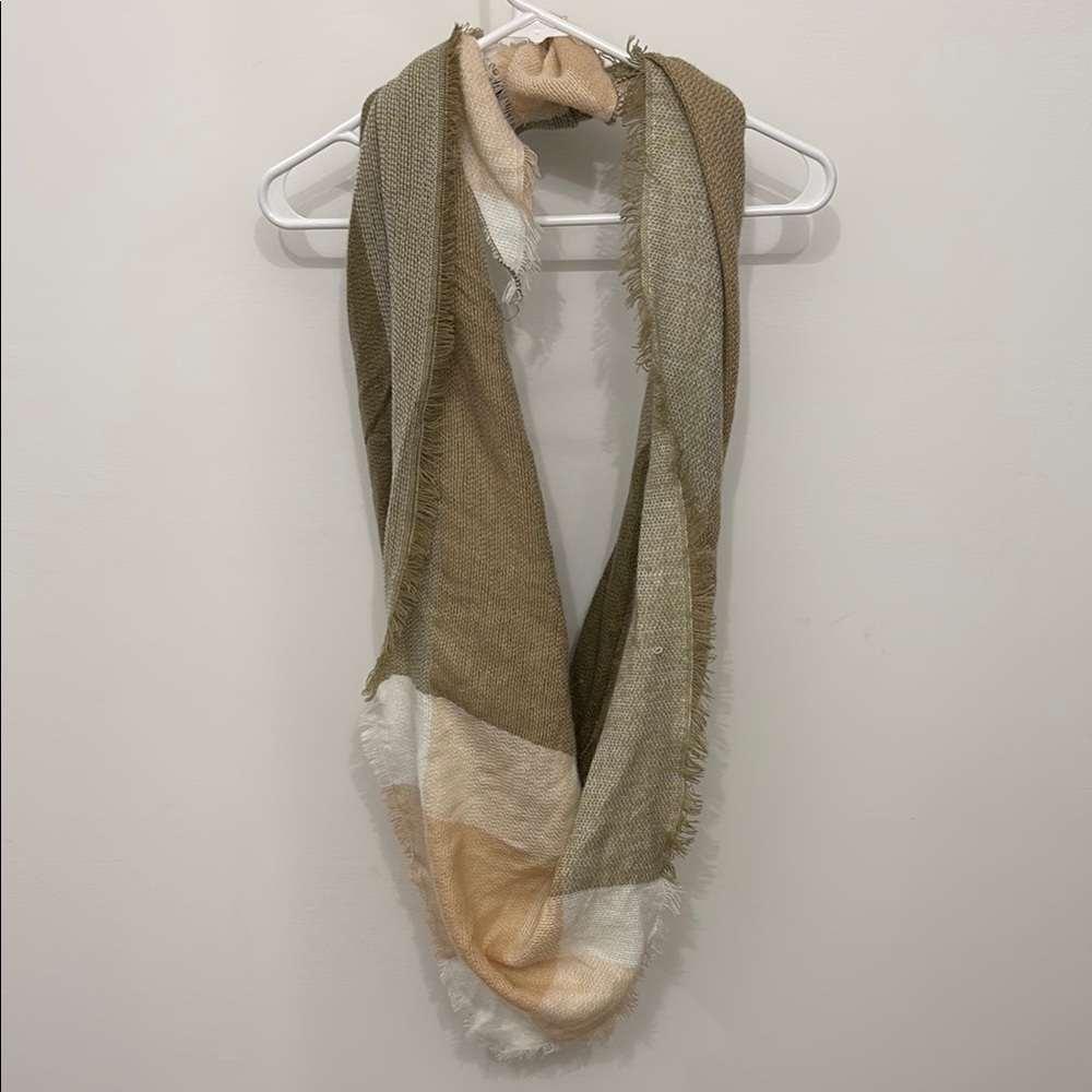 Chic Beige and Ivory Wrap with Fringe Detail